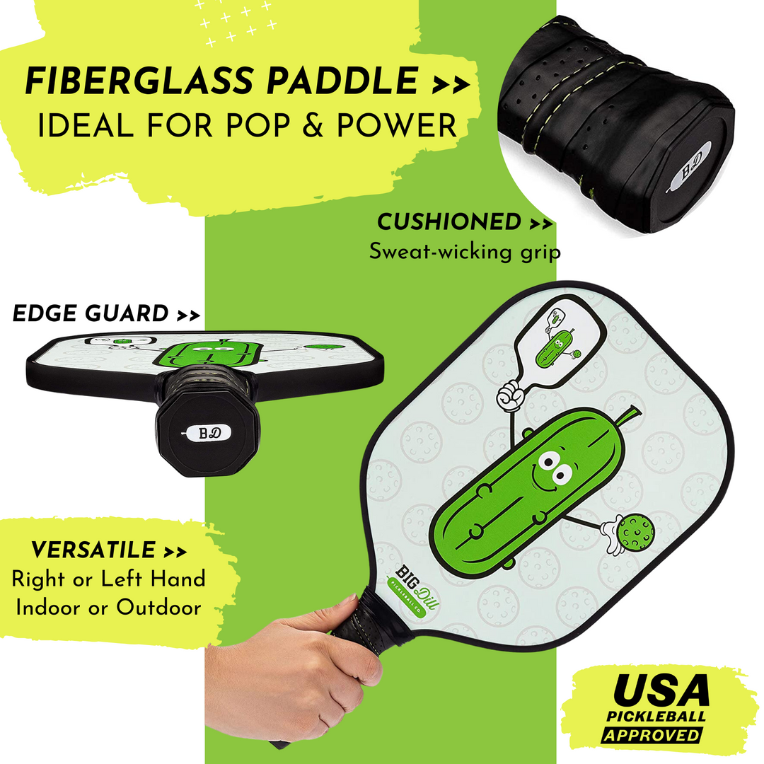 Infinity Fiberglass Pickleball Paddles Set with 2 Paddles, 2 Pickleballs, Bag & Covers - USA Pickleball Approved